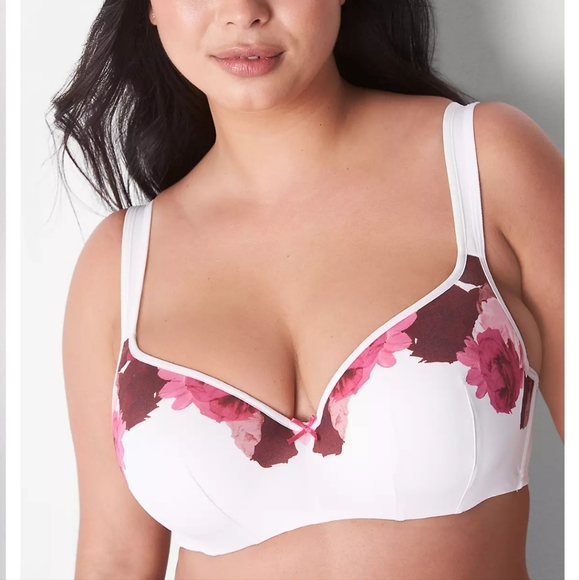 New! Bra Size 46K Smooth Lightly Lined Balconette Bra in Modern Blooms C… - Picture 1 of 3